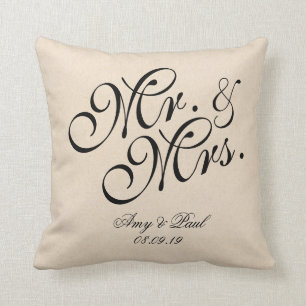 Mr.&Mrs.Personalized Cotton Fabric Textured Kissen
