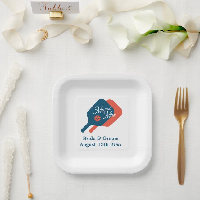 Mr & Mrs Pickleball themed wedding Teller (Hochzeit)