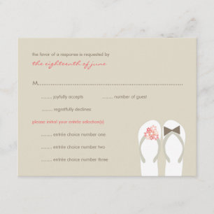 Mr & Mrs Pink Flip Flops Beach Wedding RSVP Card Karte