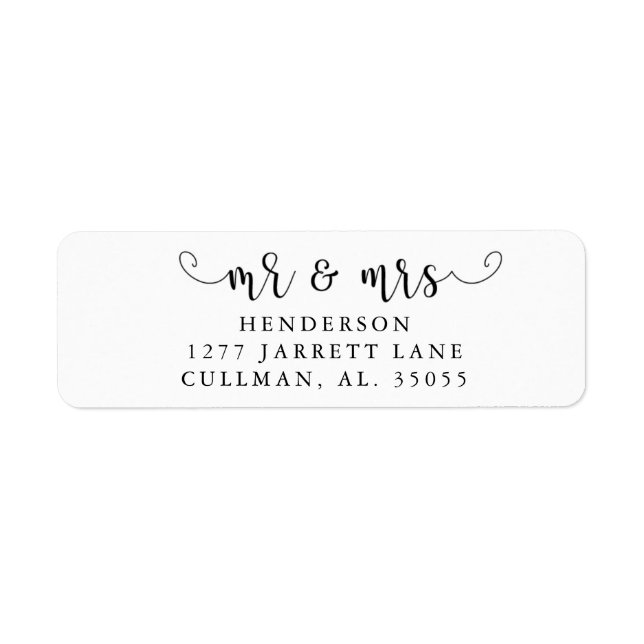 Mr & Mrs Return Address Label (Vorne)