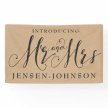 Mr & Mrs. Script Cursive Typografy Wedding Banner
