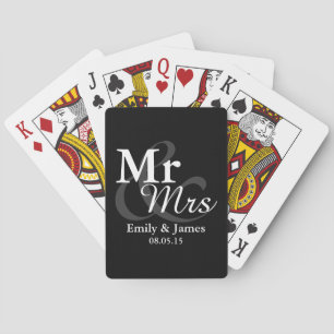 Mr&Mrs Simple Elegant Typografy Gastgeschenk Hochz Spielkarten