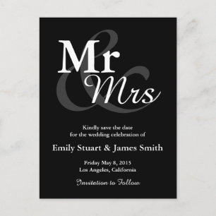 Mr&Mrs Simple Elegant Typografy Save the Date Ankündigungspostkarte