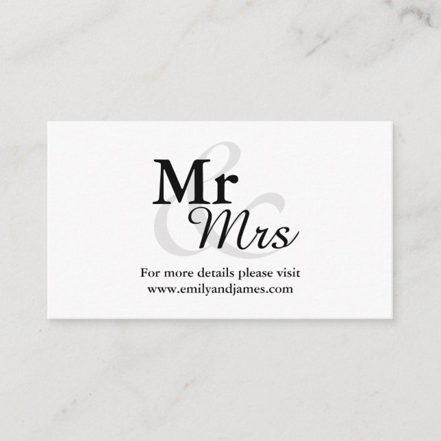 Mr&Mrs Simple Elegant Typografy Wedding Details Begleitkarte (Vorderseite)