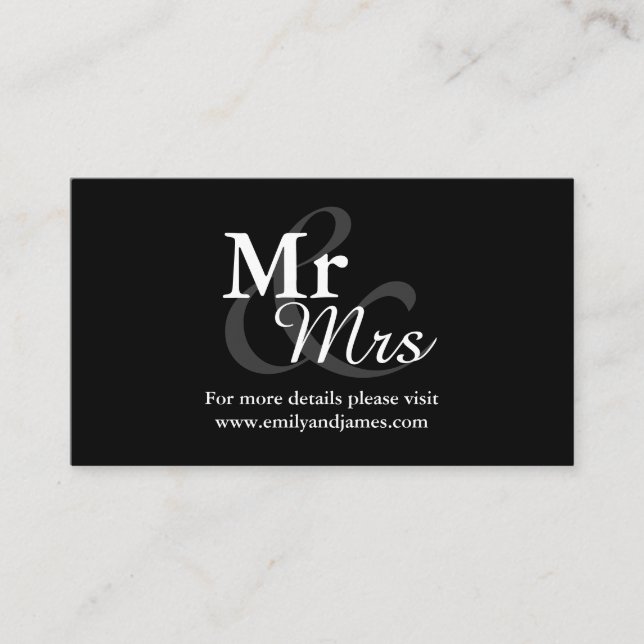 Mr&Mrs Simple Elegant Typografy Wedding Details Begleitkarte (Vorderseite)