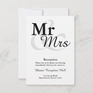 Mr&Mrs Simple Elegant Typografy Wedding Reception Einladung