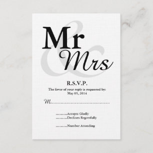 Mr&Mrs Simple Elegant Typografy Wedding RSVP Karte