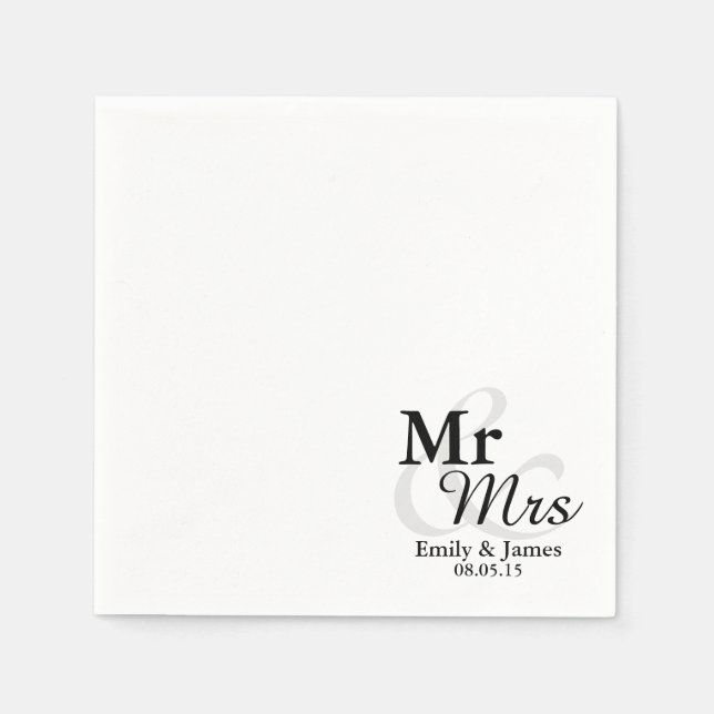 Mr&Mrs Simple Elegant Typografy Wedding Serviette (Vorderseite)