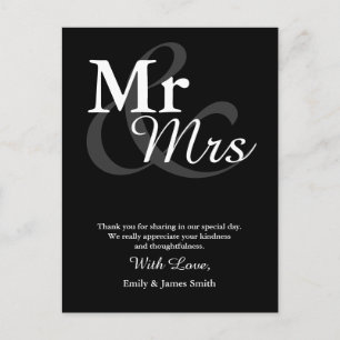 Mr&Mrs Simple Elegant Typografy Wedding Vielen Dan Postkarte