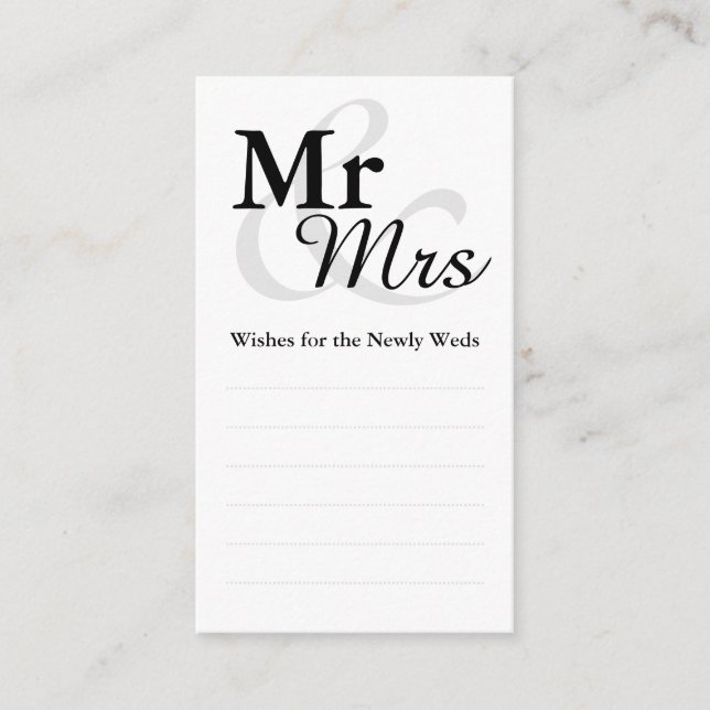 Mr&Mrs Simple Elegant Typografy Wedding wünscht Hinweiskarte (Vorderseite)