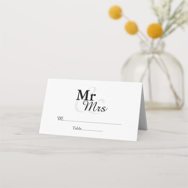Mr&Mrs Simple Elegant Wedding Platzkarte (Vorderseite)