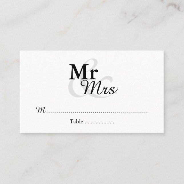 Mr&Mrs Simple Elegant Wedding Platzkarte (Vorderseite)