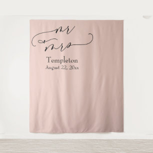 Mr & Mrs Simple Links Aligned Blush Foto Hintergru Wandteppich