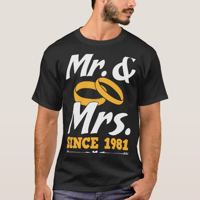 Mr & Mrs Since 1981 Gif Couple Mister And Misses T-Shirt (Vorderseite)