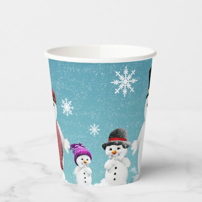 Mr&Mrs Snowman und ihre Familie zu Weihnachten Pappbecher (Links)