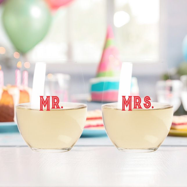  Mr. & Mrs. Stemless Wine Glasses Weinglas Ohne Stiel (Insitu (Geburtstag))