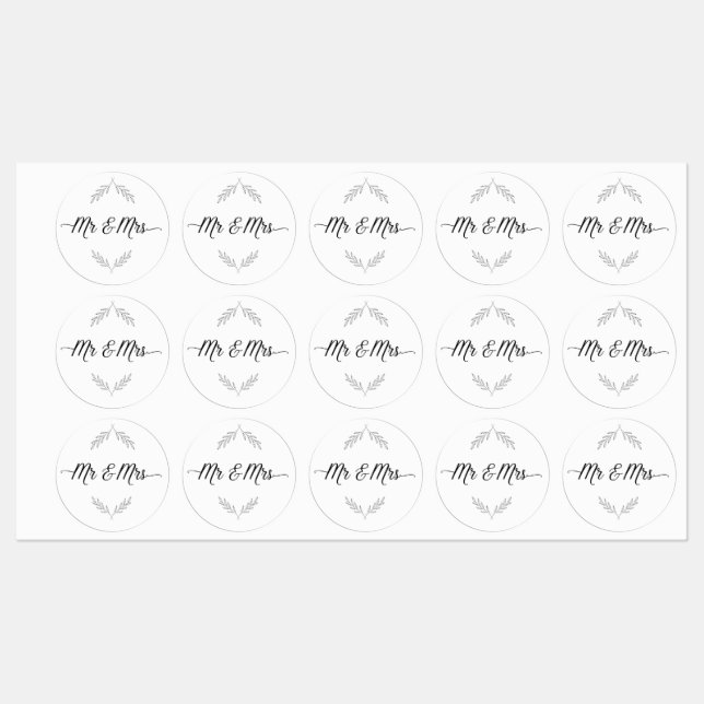 Mr. & Mrs. Stickers Etiketten (Blatt)