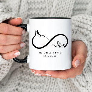 Mr & Mrs Unendlichkeitssymbol-Hochzeit Tasse
