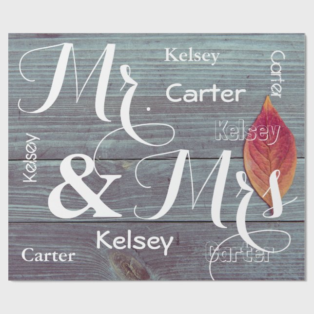 Mr & Mrs. Wedding/Anniversary Personalisiert Names Geschenkpapier (Flach)