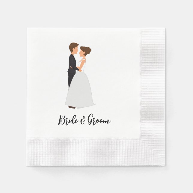 Mr & MRs Wedding Bride & Groom Couple Serviette (Vorderseite)