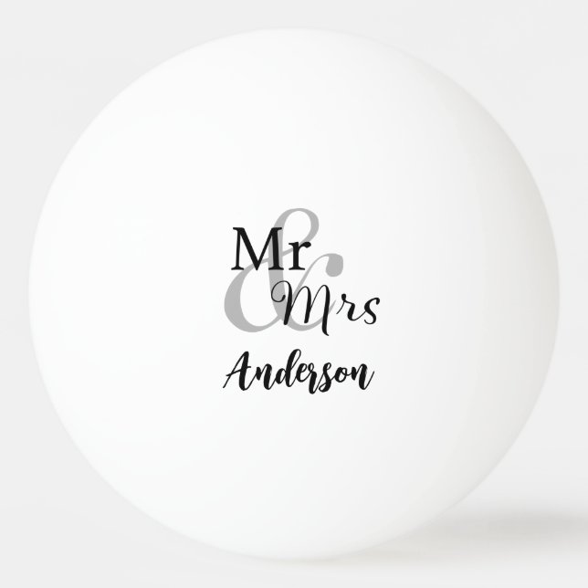 Mr. & Mrs. Wedding Couple Custom Name Tischtennisball (Vorderseite)