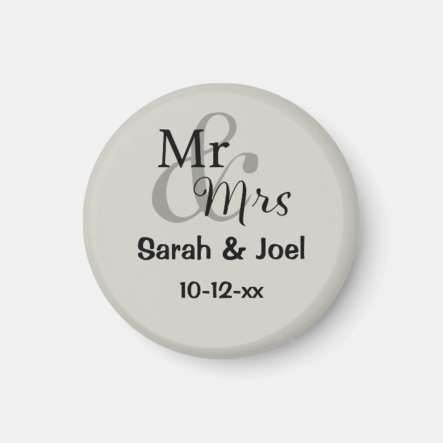 Mr & Mrs. Wedding Couple First Names Magnet (Vorne)