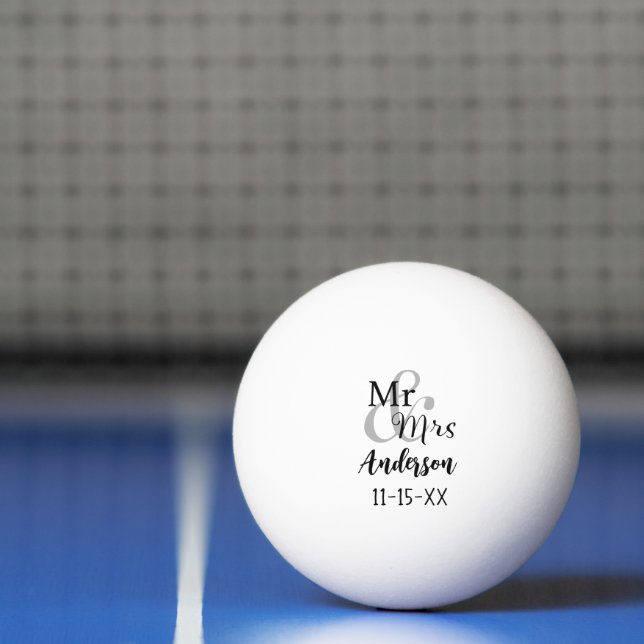 Mr. & Mrs. Wedding Couple Personalisiert Tischtennisball (Netto)