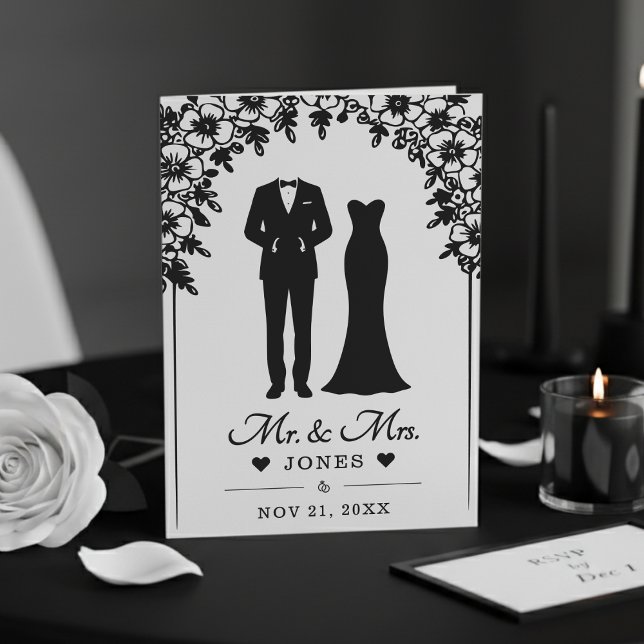 Mr & Mrs Wedding Dress Tuxedo Floral Arch Photo Programm (Mr & Mrs Wedding Dress Tuxedo Floral Arch Photo Program
)