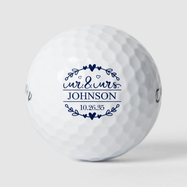 Mr & Mrs Wedding Favor Golfball (Vorderseite)
