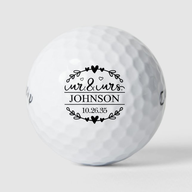 Mr & Mrs Wedding Favor Golfball (Vorderseite)