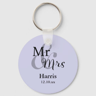 Mr & Mrs Wedding Favor Keyring Name/Date (lilac) Schlüsselanhänger
