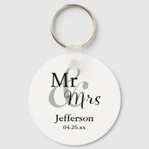 Mr & Mrs Wedding Favor Keyrings with Name & Date Schlüsselanhänger
