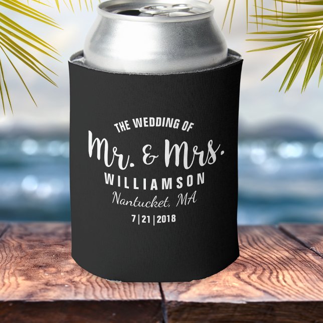 Mr. & Mrs. Wedding Favor Simple Chic Trendy Black Dosenkühler (Von Creator hochgeladen)