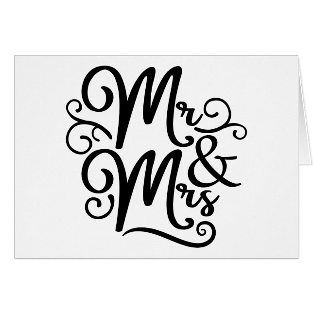 Mr & Mrs. Wedding Just Married Schwarz-weiß Monogr (Vorderseite (Horizontal))