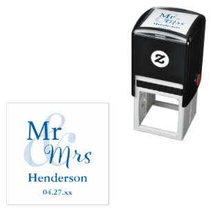 Mr. & Mrs. Wedding mit Name & Date Permastempel