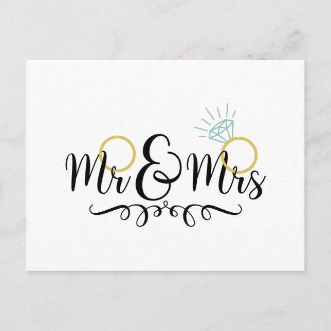 Mr. & Mrs. Wedding Rings Postkarte (Vorderseite)