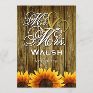 Mr & Mrs Western Sunflower Hochzeitseinladungen Einladung