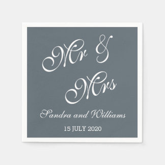 Mr. Napkins Wedding Date Bride Groom Gray Serviette
