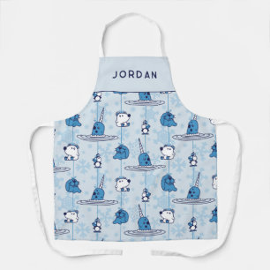 Mr. Narwhal Blue Snowflake Pattern Schürze