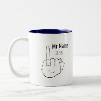 Mr Newly Wed Personalised Engagement Ring Finger  Zweifarbige Tasse