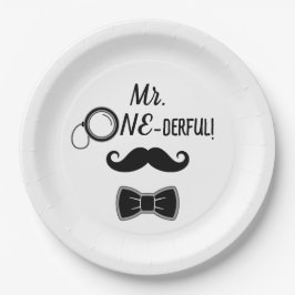 Mr. ONE-derful mustache and bowtie 1st birthday Pappteller
