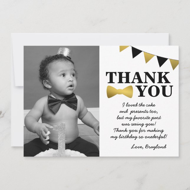 Mr Onederful Black and Gold Dankeschön Karte (Vorderseite)