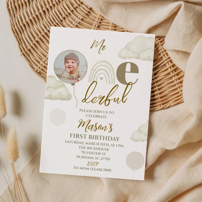 Mr ONEderful Photo First Birthday Einladung (Von Creator hochgeladen)