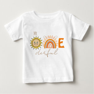 Mr.Onederful Rainbow and Sun Party Baby 1st Birthd T-shirt