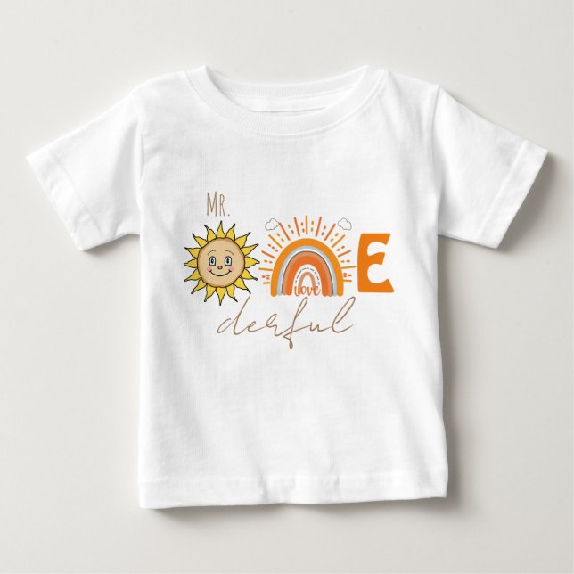 Mr.Onederful Rainbow and Sun Party Baby 1st Birthd T-shirt (Vorderseite)