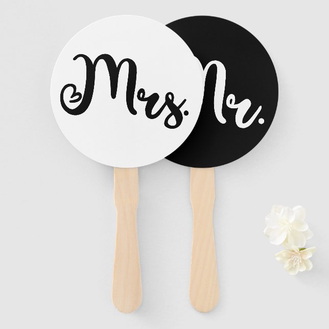 Mr. or Mrs Modern Minimal Wedding Game Fächer (Vorne und Hinten)