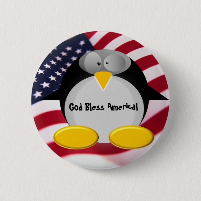 Mr.Penguin - Gott segnen Amerika Button (Vorderseite)