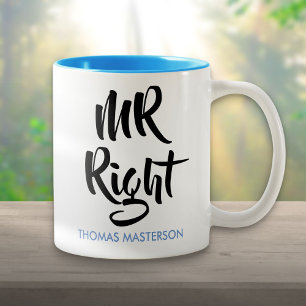 Mr. Richtig sein Name Spaß Zweifarbige Tasse