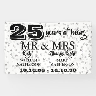 Mr Right Fun 25. Jahrestag Silver Hearts Banner