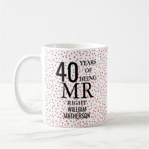 Mr Right Fun 40th Anniversary Ruby Hearts Kaffeetasse